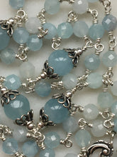 Load image into Gallery viewer, Aquamarine Rosary - Sterling Silver - Marion Auspice Center -Spanish Crucifix
