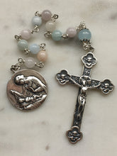 Load image into Gallery viewer, Angels, Madonna and Infant Tenner - Pastel Beryl Morganite Gemstone Rosary - Argentium and Sterling Silver
