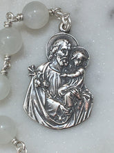 Load image into Gallery viewer, Saint Joseph Tenner - Moonstone Gemstone Rosary - Argentium and Sterling Silver - Single Decade Rosary
