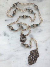 Load image into Gallery viewer, Saint Michael Chaplet - Wire wrapped - Lemon Quartz and Citrine Gemstones - Bronze - St. Michael and Angels Crucifix
