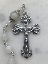 Load image into Gallery viewer, Saint Joseph Tenner - Moonstone Gemstone Rosary - Argentium and Sterling Silver - Single Decade Rosary
