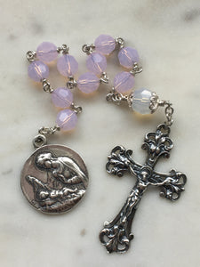 Madonna and Infant Pink Rosary - Pink Opal Crystals - Single Decade Tenner - Sterling Silver CeCeAgnes