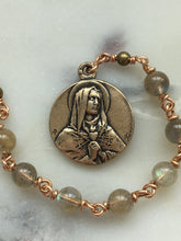 Load image into Gallery viewer, Pocket Servite Rosary - Labradorite - Bronze - Seven Sorrows Chaplet - Our Lady of Sorrows
