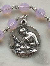 Load image into Gallery viewer, Madonna and Infant Pink Rosary - Pink Opal Crystals - Single Decade Tenner - Sterling Silver CeCeAgnes
