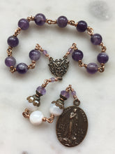 Load image into Gallery viewer, Stella Maris Chaplet - Bronze - Amethyst and Shell Mother of Pearl
