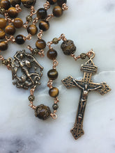 Load image into Gallery viewer, Saint Michael Rosary - Yellow Tiger Eye Gemstones and Bronze CeCeAgnes
