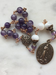 Stella Maris Chaplet - Bronze - Amethyst and Shell Mother of Pearl