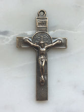 Load image into Gallery viewer, Saint Benedict Crucifix Pendant - Sterling Silver or Bronze - Antique French Reproduction 1425
