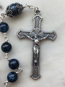 Saint Joseph Tenner - Blue Kyanite Gemstone Rosary - Argentium and Sterling Silver - Single Decade Rosary