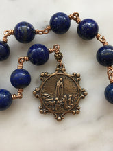 Load image into Gallery viewer, Our Lady of Fatima Pocket Rosary - Lapis and Bronze - Single Decade Rosary CeCeAgnes
