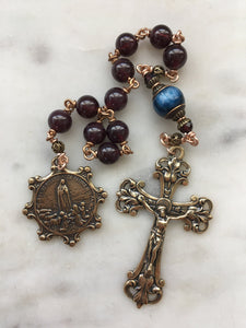 Our Lady of Fatima Rosary - Garnet, Kyanite and Bronze - Tenner - Single Decade Rosary CeCeAgnes