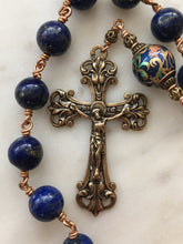 Load image into Gallery viewer, Our Lady of Fatima Pocket Rosary - Lapis and Bronze - Single Decade Rosary CeCeAgnes
