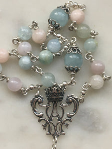 Little Crown of Mary Chaplet - Sterling Silver - Morganite - Chaplet of the Immaculate Conception