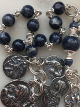 Load image into Gallery viewer, Beautiful Single Decade Charm Rosary! - Sapphires - Sterling Silver
