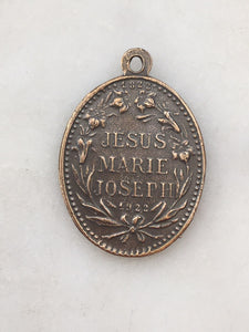 Medal - Jesus, Mary and Joseph - Bronze or Sterling Silver - Antique Reproduction 1565