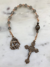 Load image into Gallery viewer, Saint Michael Pocket Rosary - Labradorite and Bronze - Single Decade Rosary

