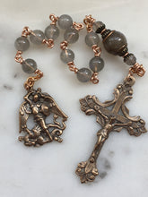 Load image into Gallery viewer, Saint Michael Pocket Rosary - Labradorite and Bronze - Single Decade Rosary
