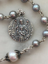 Load image into Gallery viewer, Guardian Angel Pocket Rosary - Pearls and Silver - Spanish Crucifix - Single Decade Tenner - Sterling Silver
