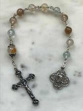 Load image into Gallery viewer, Saint Raphael Pocket Rosary - Topaz and Silver - Single Decade Tenner - Sterling Silver
