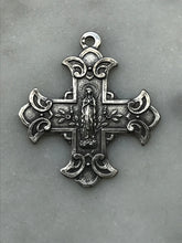 Load image into Gallery viewer, Sacred Heart/Blessed Virgin Mary Medal -cross- Bronze or Sterling Silver - Antique Reproduction 053
