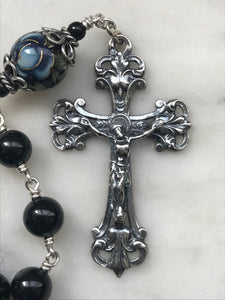 OL of Fatima Pocket Rosary - Black Tourmaline - Sterling Silver - Tenner - Single Decade Rosary CeCeAgnes