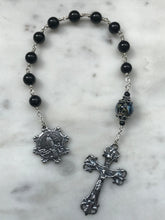 Load image into Gallery viewer, OL of Fatima Pocket Rosary - Black Tourmaline - Sterling Silver - Tenner - Single Decade Rosary CeCeAgnes
