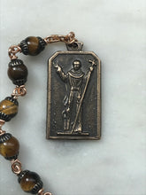 Load image into Gallery viewer, Saint Junipero Serra Rosary - Tiger eye and Bronze
