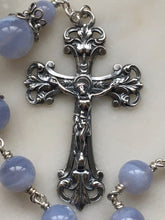 Load image into Gallery viewer, Sterling Pocket Rosary - Our Lady of Fatima Tenner - Blue Lace Agate - Beautiful Crucifix - One Single Decade Rosary
