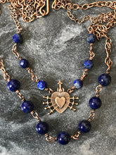 Load image into Gallery viewer, Seven Sorrows Necklace- OL of Sorrows, Lapis Gemstones and Bronze

