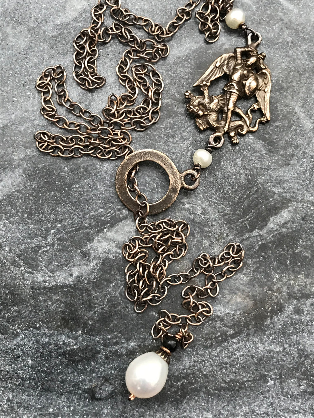 Saint Michael Adjustable Solid Bronze Necklace