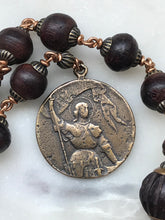 Load image into Gallery viewer, Joan of Arc Rosary - Antique Wood beads and Bronze - One Decade Rosary - Pocket Rosary
