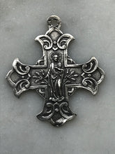 Load image into Gallery viewer, Sacred Heart/Blessed Virgin Mary Medal -cross- Bronze or Sterling Silver - Antique Reproduction 053
