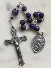 Load image into Gallery viewer, Sterling Pocket Rosary - Our Lady of Guadalupe Tenner - Purple Charoite - Beautiful Crucifix - One Single Decade Rosary
