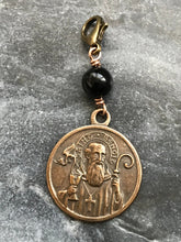 Load image into Gallery viewer, Bag Charm  Catholic Saint Benedict Zipper Pull - Bronze and Onyx
