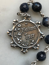 Load image into Gallery viewer, Sterling Pocket Rosary - Our Lady of Fatima - Sapphire - Beautiful Crucifix - One Single Decade Rosary

