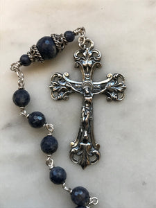 Sterling Pocket Rosary - Our Lady of Fatima - Sapphire - Beautiful Crucifix - One Single Decade Rosary