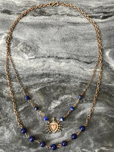Load image into Gallery viewer, Seven Sorrows Necklace- OL of Sorrows, Lapis Gemstones and Bronze

