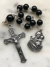 Load image into Gallery viewer, Saint Joseph Tenner - Onyx Gemstone Rosary - Argentium and Sterling Silver - Single Decade Rosary
