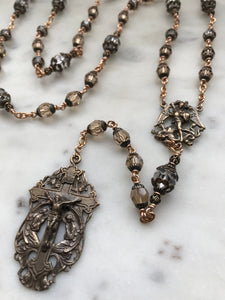 St. Michael Chaplet - Bronze - Topaz Crystals - Angels Crucifix