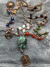 Load image into Gallery viewer, Canticle of the Sun Necklace - Saint Francis - Solid Bronze - Multi-Gemstone
