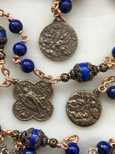 Load image into Gallery viewer, Saint Michael Chaplet - Wire wrapped - Lapis Lazuli Gemstones - Bronze - St. Michael and Angels Crucifix CeCeAgnes
