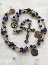 Load image into Gallery viewer, Saint Michael Chaplet - Wire wrapped - Lapis Lazuli Gemstones - Bronze - St. Michael and Angels Crucifix CeCeAgnes
