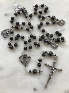 Sterling Silver Rosary - Sugilite Gemstones - Saint Michael - OL of Sorrows CeCeAgnes