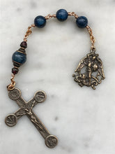 Load image into Gallery viewer, Three Hail Mary Chaplet - Saint Michael - Blue Kyanite and Bronze
