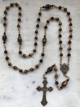 Load image into Gallery viewer, Heirloom Rosary - Yellow Tiger Eye Gemstones and Bronze CeCeAgnes
