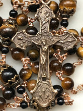 Load image into Gallery viewer, Heirloom Rosary - Yellow Tiger Eye Gemstones and Bronze
