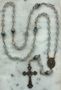 Aquamarine Rosary - Bronze - Stella Maris Center