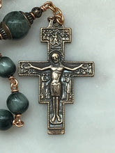Load image into Gallery viewer, Saints Francis and Claire Green Chrysoberyl One Decade Pocket Rosary -  San Damiano Crucifix CeCeAgnes
