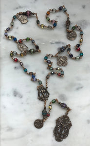 Holy Angels Crystal Bronze Rosary - Stained Glass Window Rosary
