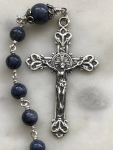 Load image into Gallery viewer, Sterling Pocket Rosary - Saint Joseph - Sapphire - Beautiful Crucifix - One Single Decade Rosary
